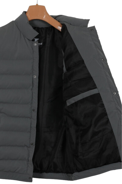 Men's Slim Fit Carbon Leather Grey Puffer Vest - MODARAR (1)