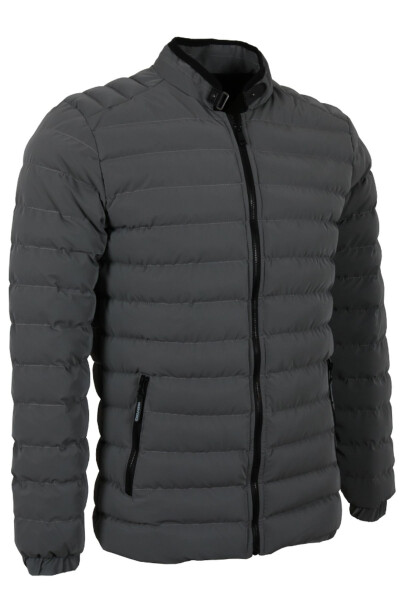 Men's Slim Fit Carbon Leather Puffer Jacket RAR01226 - MODARAR (1)