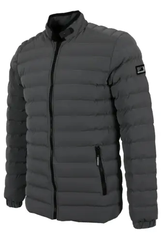 Men's Slim Fit Carbon Leather Puffer Jacket RAR01226 - 3