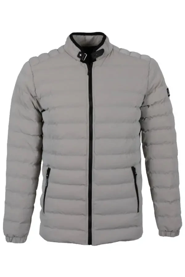 Men's Slim Fit Carbon Leather Puffer Jacket RAR01227 - 1