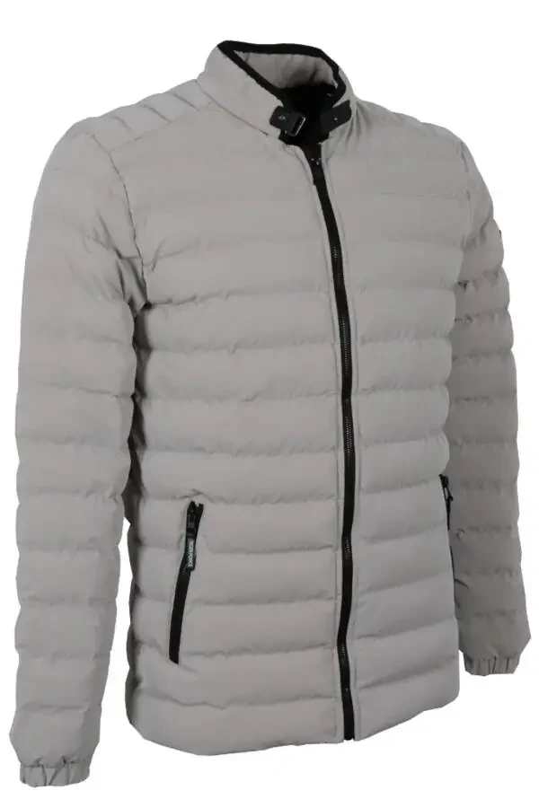 Men's Slim Fit Carbon Leather Puffer Jacket RAR01227 - 3