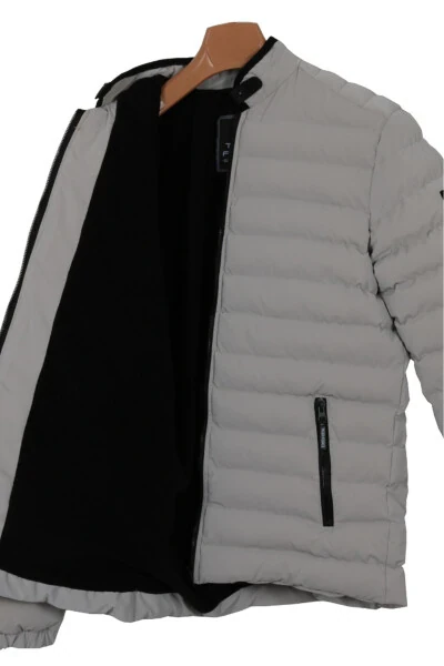 Men's Slim Fit Carbon Leather Puffer Jacket RAR01227 - 5