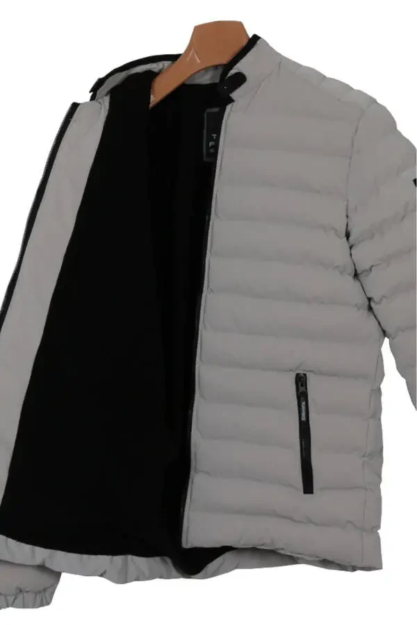 Men's Slim Fit Carbon Leather Puffer Jacket RAR01227 - 5