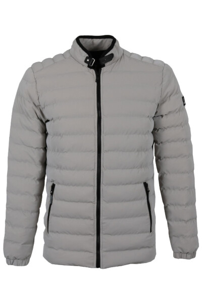 Men's Slim Fit Carbon Leather Puffer Jacket RAR01227 - MODARAR