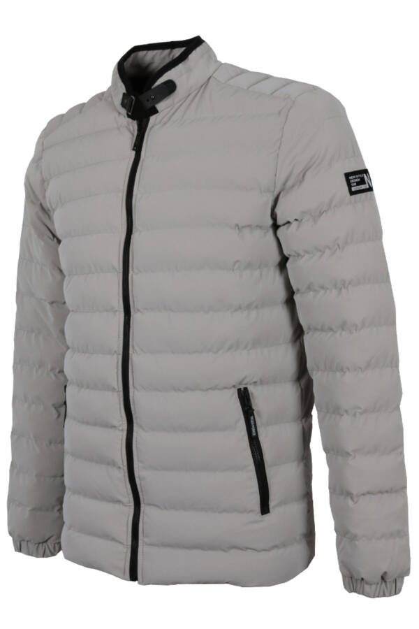 Men's Slim Fit Carbon Leather Puffer Jacket RAR01227 - 2