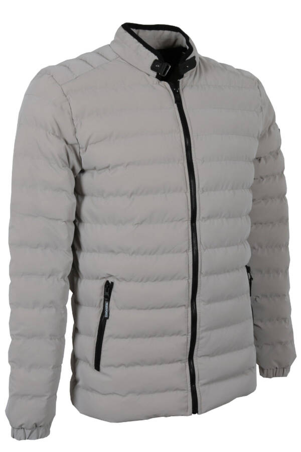 Men's Slim Fit Carbon Leather Puffer Jacket RAR01227 - 3