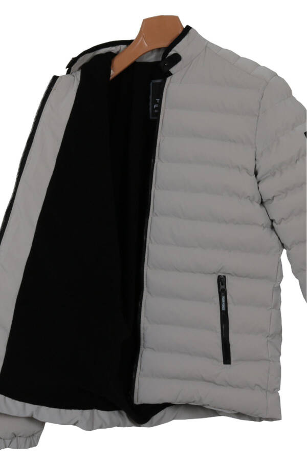 Men's Slim Fit Carbon Leather Puffer Jacket RAR01227 - 5