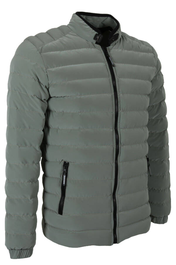 Men's Slim Fit Carbon Leather Puffer Jacket RAR01229 - 3