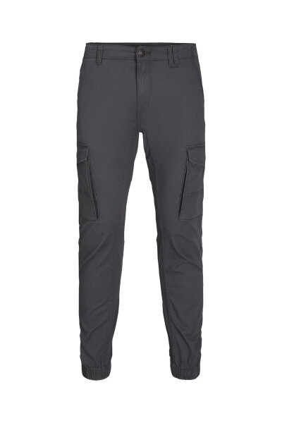 Men's slim fit cargo pants in anthracite. - 7