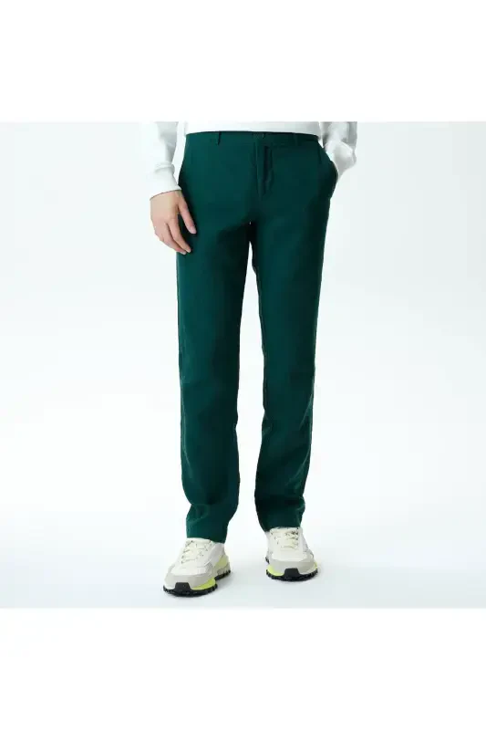 Men's Slim Fit Chino Green Pants-YZP - 3