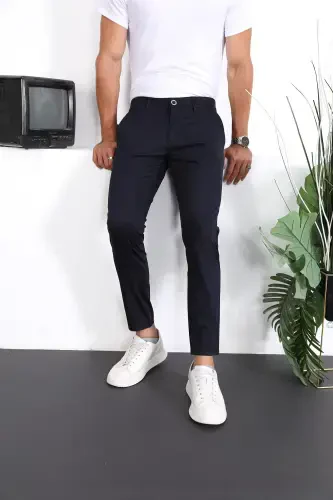 Men's Slim Fit Chino Trousers Lennberg-Navy Blue - 2