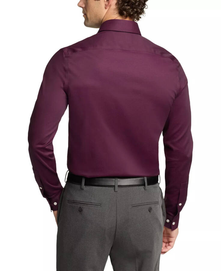 Men's Slim Fit Comfort Stretch Solid Dress Shirt Wine - 2