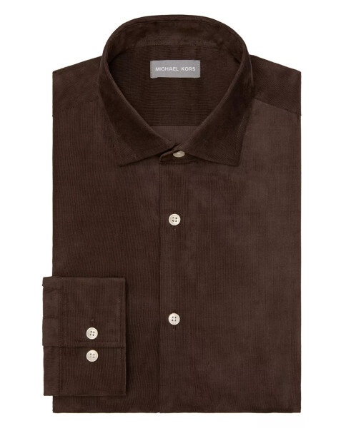 Men's Slim Fit Corduroy Dress Shirt Dark Brown - 4