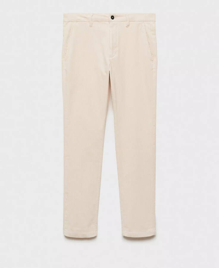 Men's Slim-Fit Corduroy Pants Ecru - 2