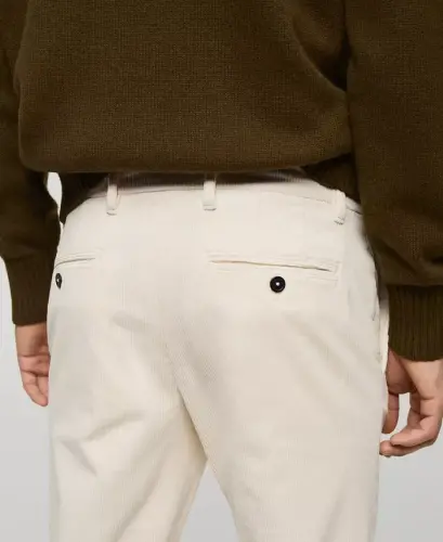 Men's Slim-Fit Corduroy Pants-Ecru - 4