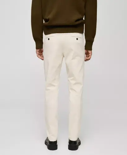 Men's Slim-Fit Corduroy Pants-Ecru - 6