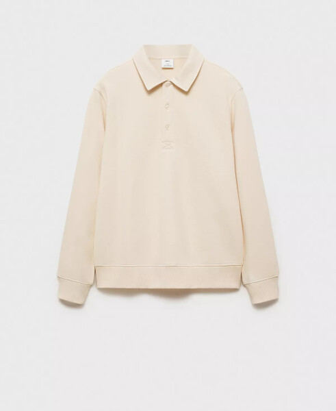Men's Slim-Fit Cotton Polo Sweatshirt Ecru - 2