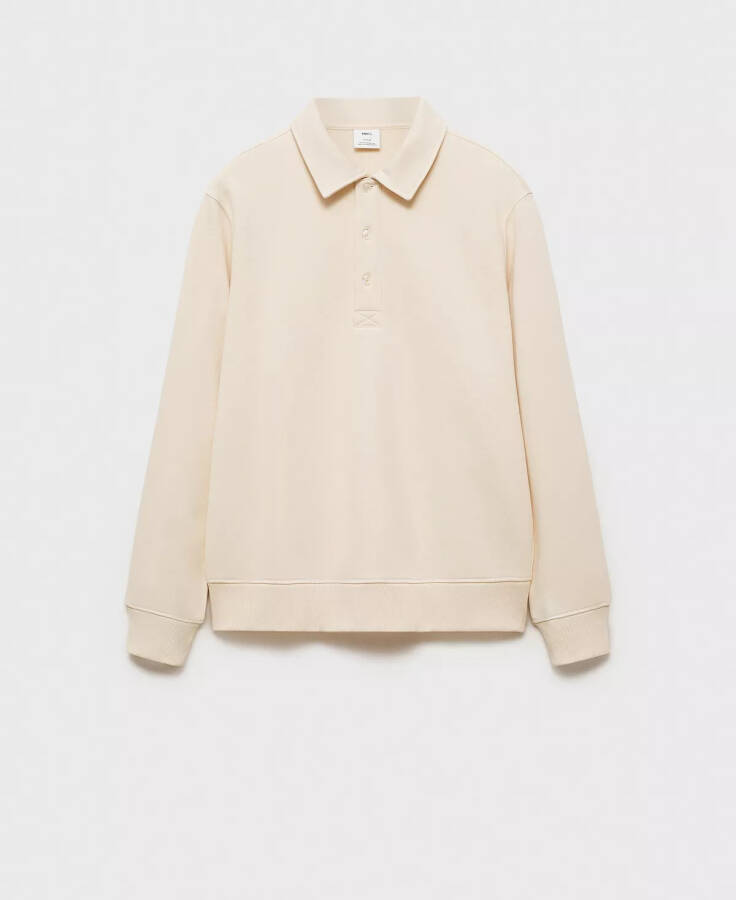 Men's Slim-Fit Cotton Polo Sweatshirt Ecru - 2