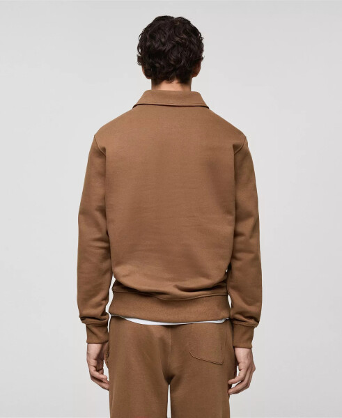 Men's Slim-Fit Cotton Polo Sweatshirt Medium Brown - 4