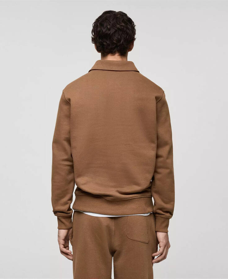 Men's Slim-Fit Cotton Polo Sweatshirt Medium Brown - 4
