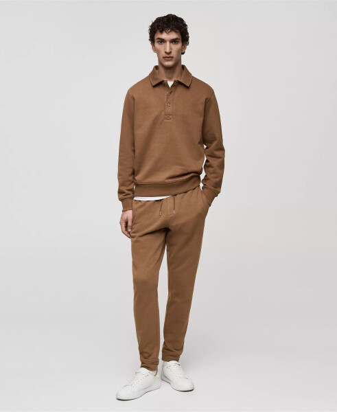 Men's Slim-Fit Cotton Polo Sweatshirt Medium Brown - 6
