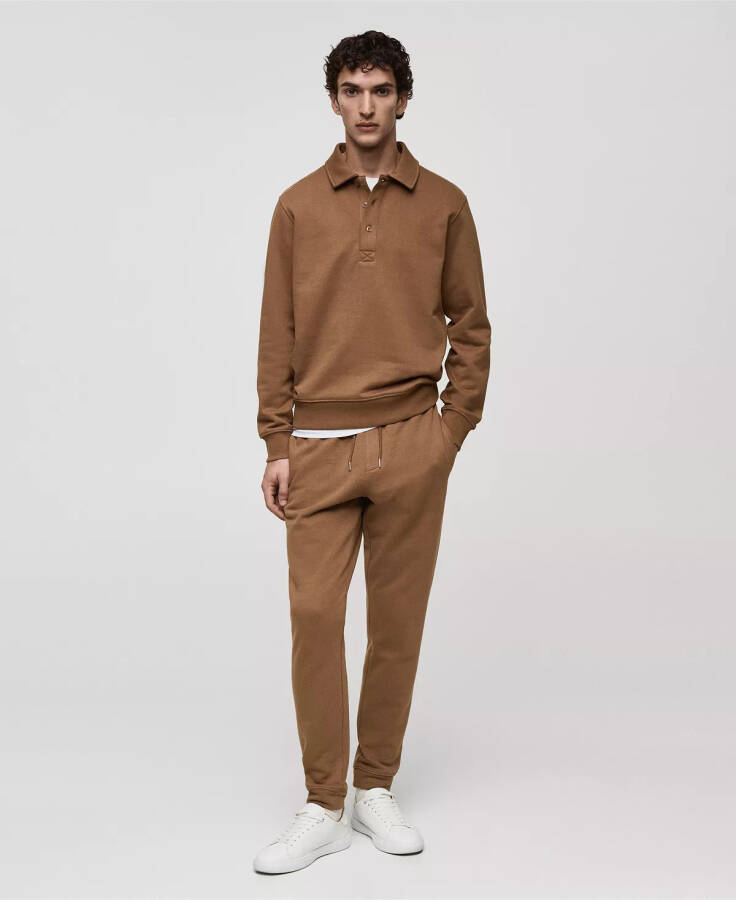 Men's Slim-Fit Cotton Polo Sweatshirt Medium Brown - 6