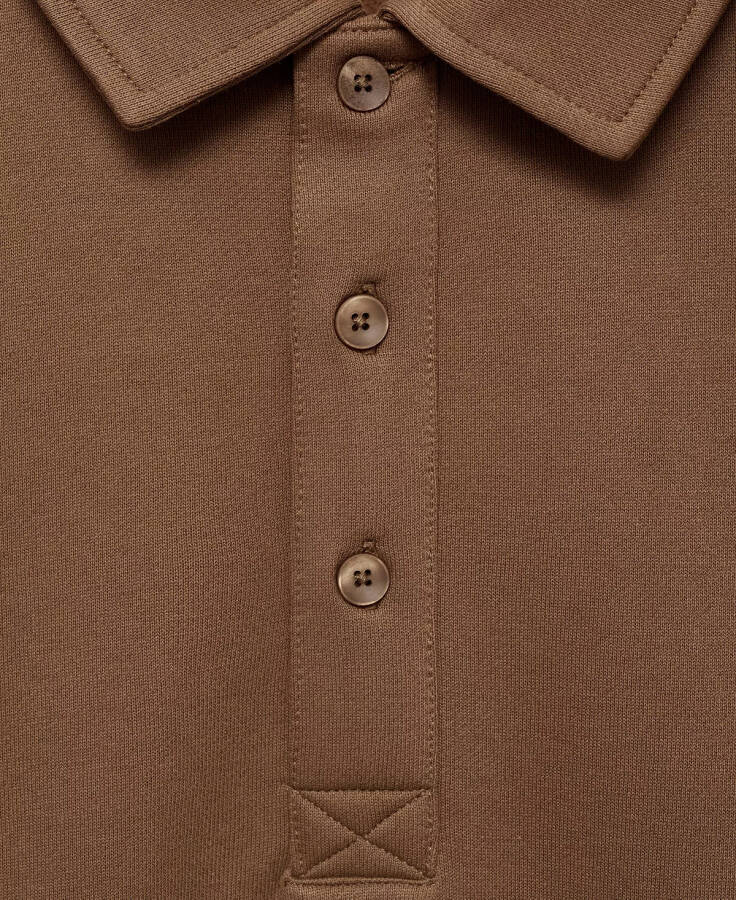 Men's Slim-Fit Cotton Polo Sweatshirt Medium Brown - 7