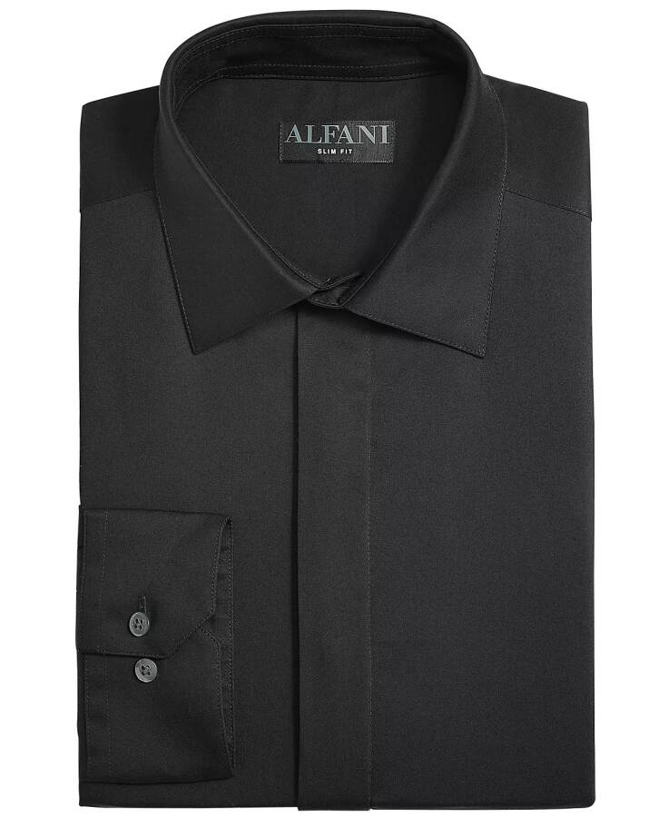 Men's Slim Fit Covered Placket Tuxedo Shirt, Created for Modazone Deep Black - 2