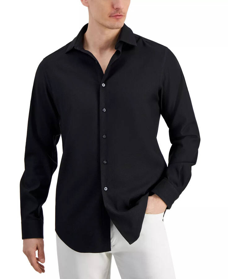 Men's Slim-Fit Dobby Dress Shirt, Created for Modazone Black - 1