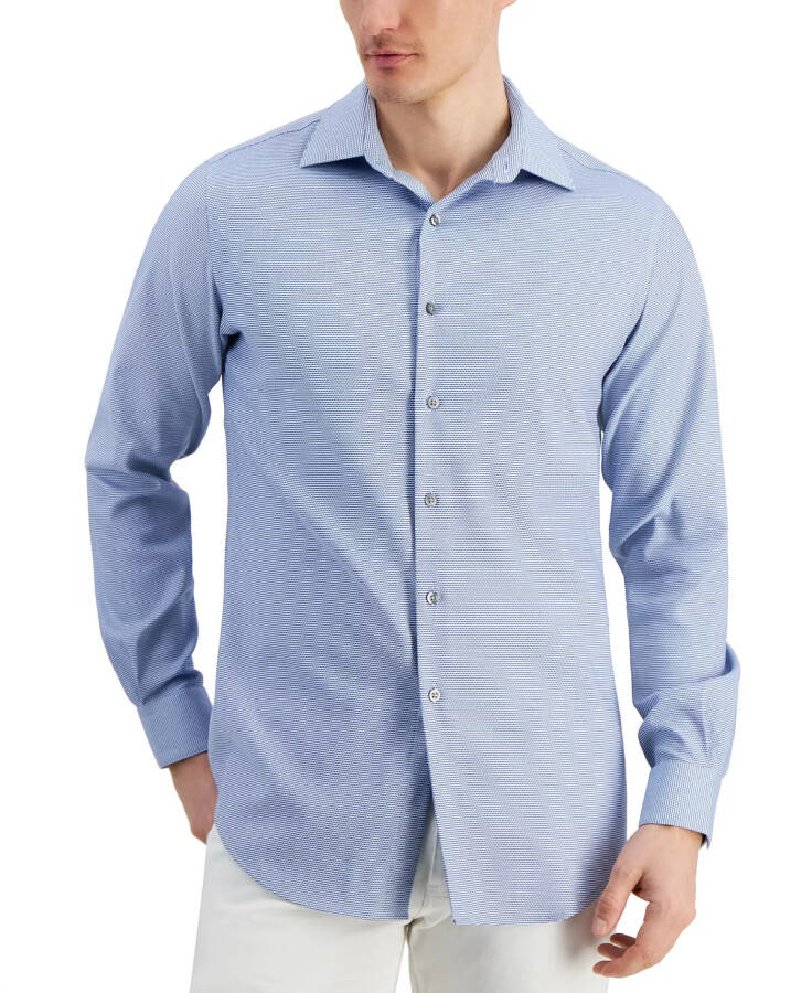 Men's Slim-Fit Dobby Dress Shirt, Created for Modazone Blue White - 1