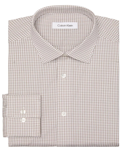 Men's Slim Fit Dress Shirt Taupe Multi - 3