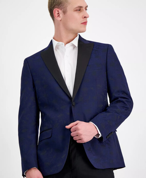 Men's Slim-Fit Floral Evening Jacket, Created for Modazone Navy - 3