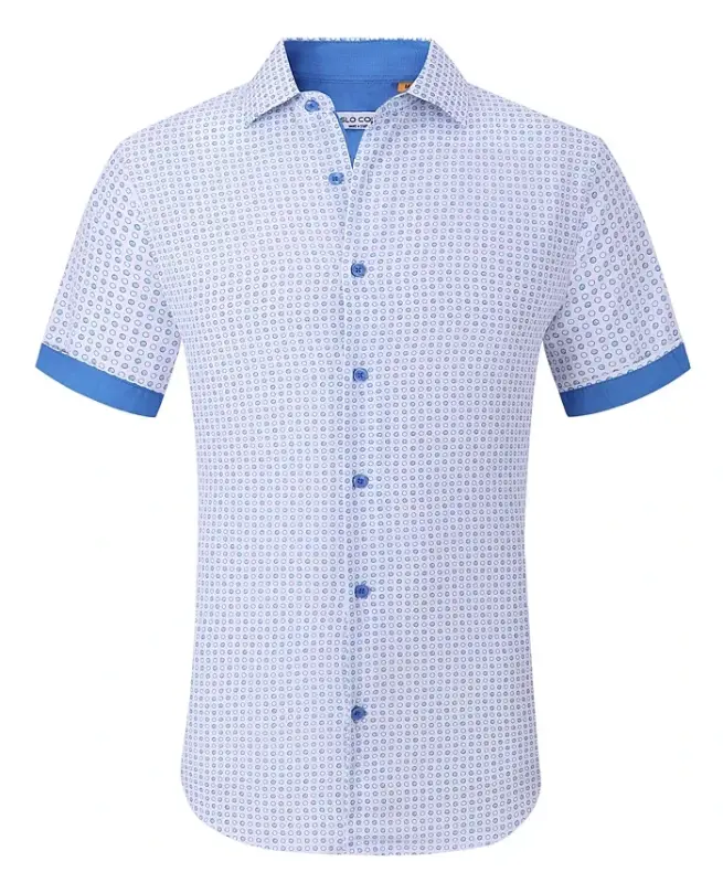 Men's Slim-Fit Geo-Print Performance Shirt - SUSLO COUTURE