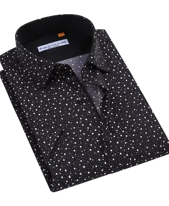Men's Slim-Fit Geo-Print Performance Shirt-Black - 3