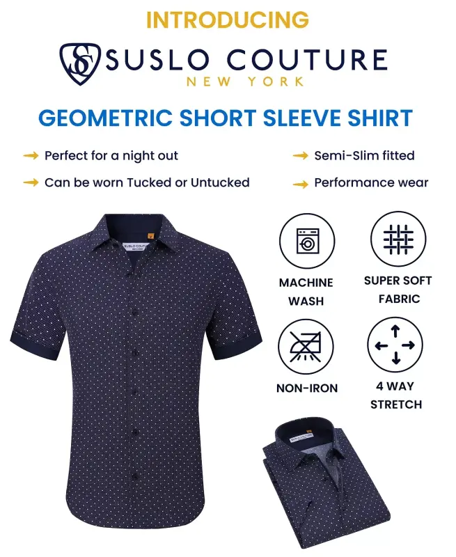 Men's Slim-Fit Geo-Print Performance Shirt-Flower Purple - SUSLO COUTURE