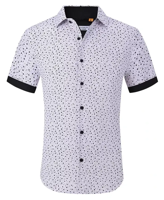 Men's Slim-Fit Geo-Print Performance Shirt - Red - 1