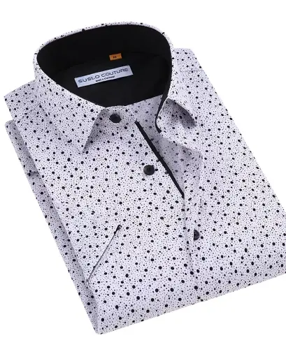 Men's Slim-Fit Geo-Print Performance Shirt - Red - SUSLO COUTURE (1)
