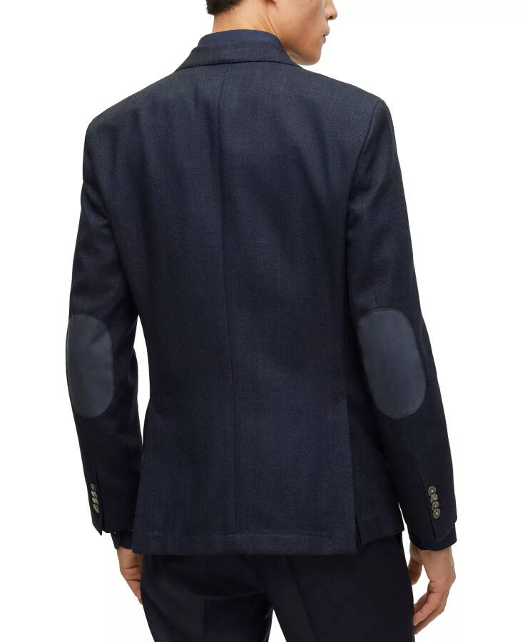 Men's Slim-Fit Herringbone Jacket Dark Blue - 2