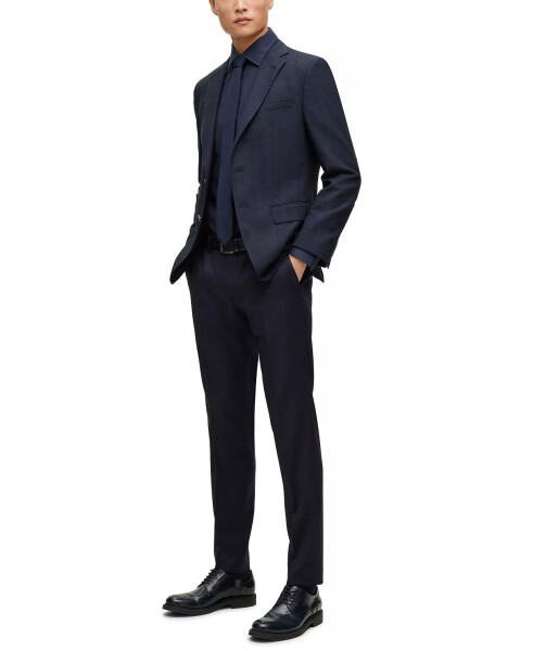 Men's Slim-Fit Herringbone Jacket Dark Blue - 3