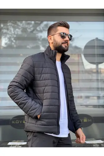Men's slim fit jacket-Charcoal - ENDEİS COLLECTİON (1)
