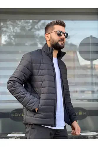 Men's slim fit jacket-Charcoal - 2