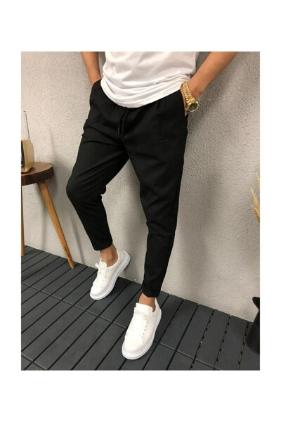 Men's Slim Fit Jogger Pants Double Cuff Black - 2