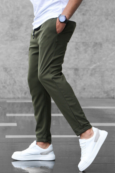 Men's Slim Fit Jogger Pants Khaki Double Cuff - 1