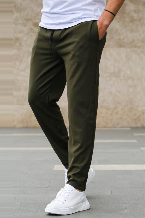 Men's Slim Fit Jogger Pants Khaki Double Cuff - 2