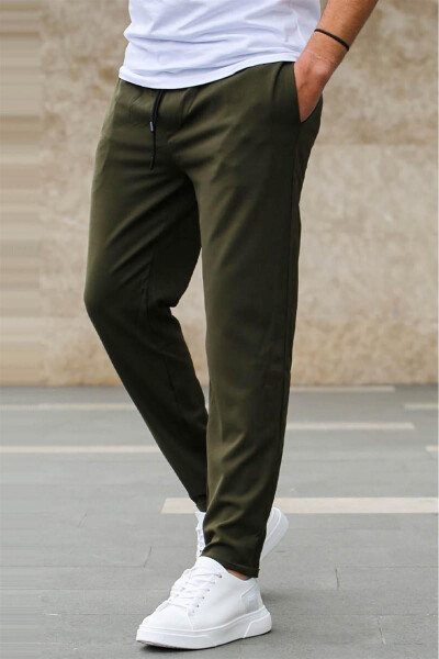 Men's Slim Fit Khaki Jogger Pants with Double Cuff - 2