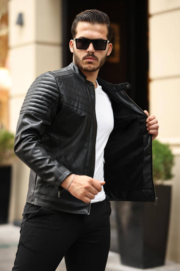 Men's Slim Fit Leather Jacket - 2