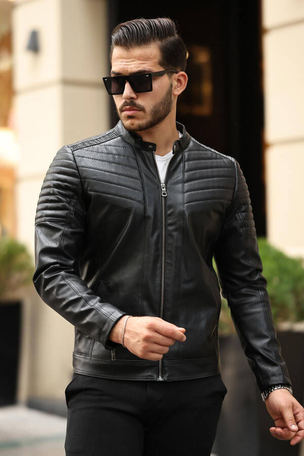 Men's Slim Fit Leather Jacket - 3