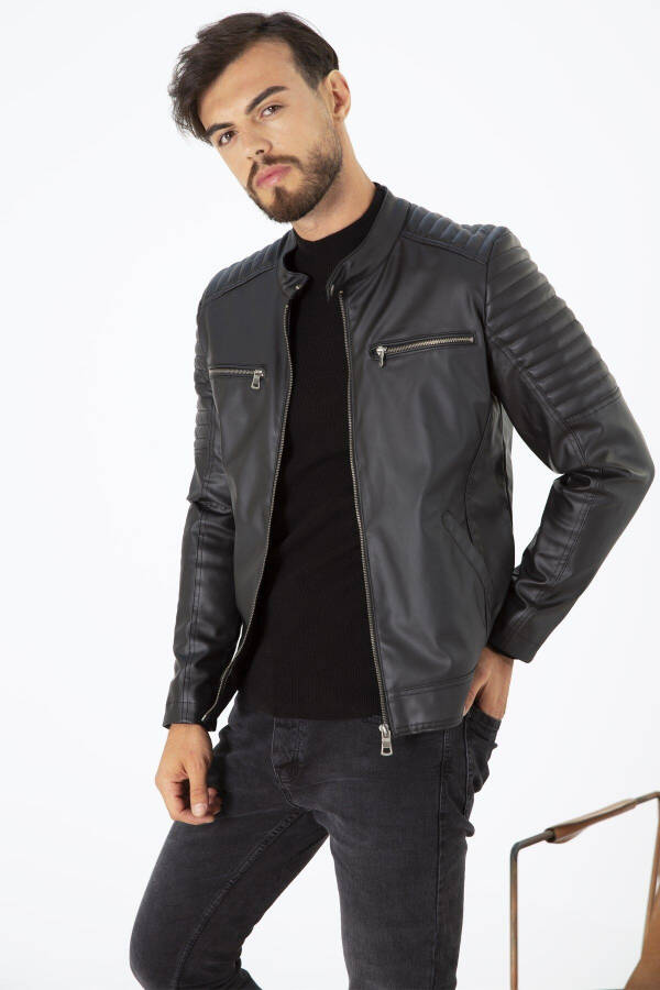 Men's Slim Fit Leather Jacket - 2