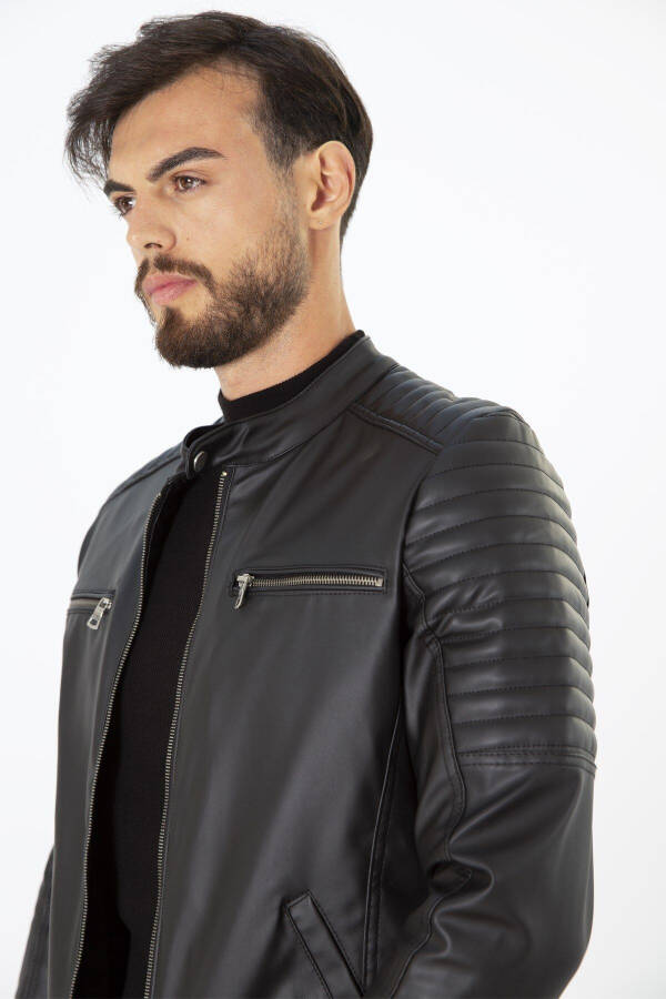 Men's Slim Fit Leather Jacket - 5