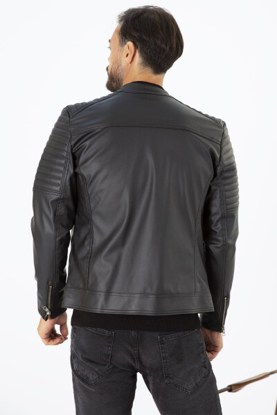 Men's Slim Fit Leather Jacket - 6